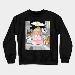 Cold Night With Cat Meowings Crewneck Sweatshirt